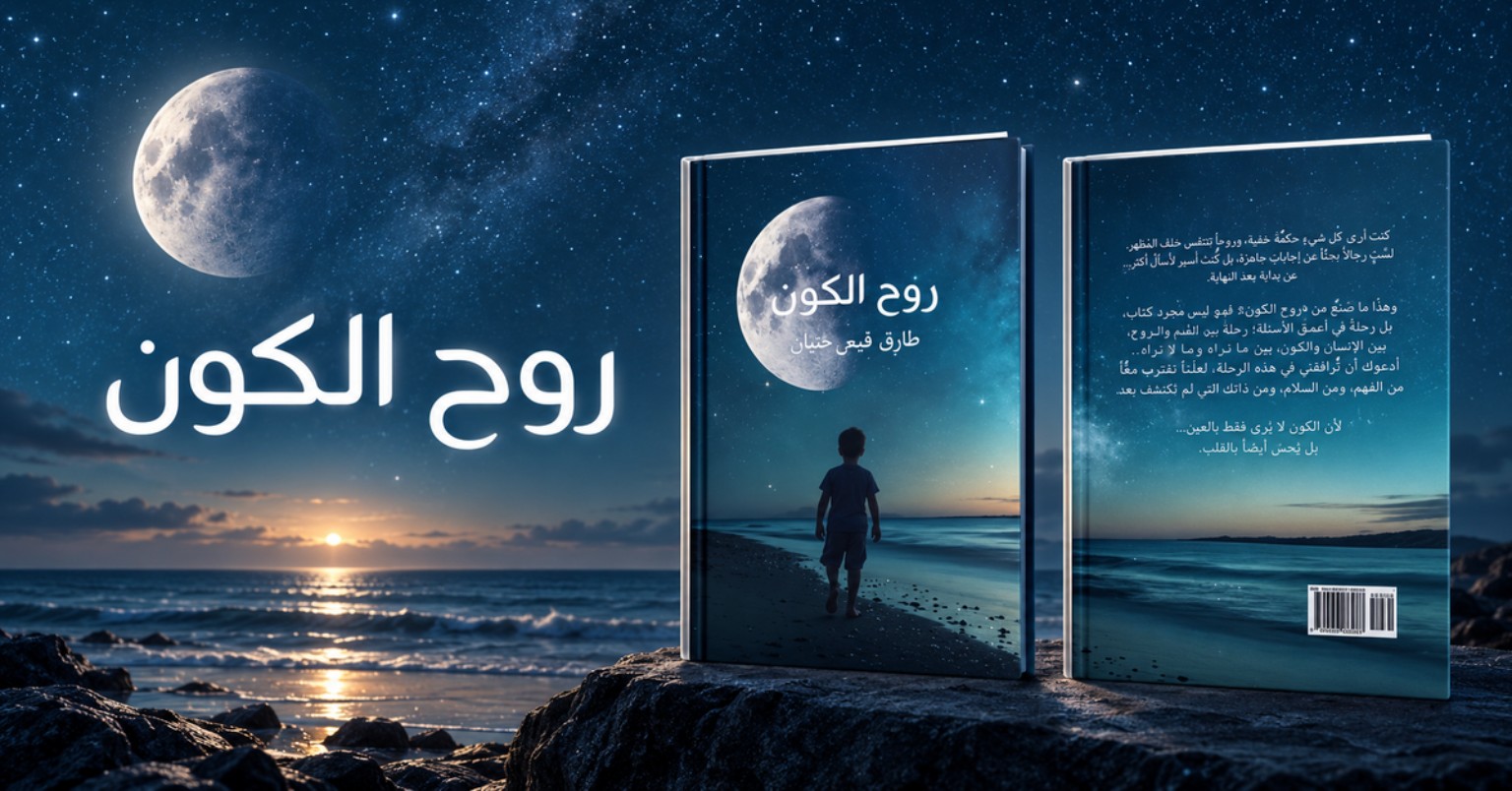 غلافا كتاب روح الكون الأمامي والخلفي للكاتب طارق قيس عياش